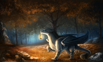 detailed_background feral forest fur grass lamp lantern membrane_(anatomy) membranous_wings outside plant rock solo tail tree white_body white_fur wings hydlunn mythology ragnir_vuko dragon furred_dragon furred_scalie mythological_creature mythological_scalie scalie 2019 5:3 digital_media_(artwork) hi_res