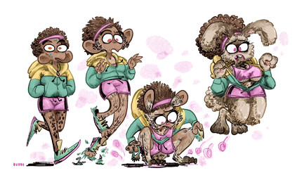 accessory anthro big_ears bottomwear buckteeth clothing curly_hair ear_expansion expansion female forced forced_transformation fur fur_growth gender_transformation growth hair headband jumping male mtf_transformation running shorts solo tail teeth transformation transformation_sequence bubbalossom human humanoid lagomorph leporid mammal rabbit hi_res