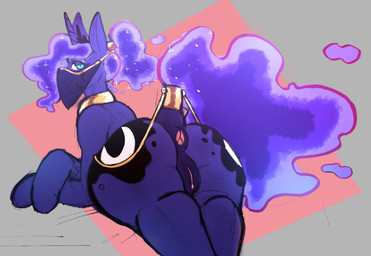 animal_genitalia animal_vulva anus butt clothed clothing equine_anus equine_genitalia equine_vulva female feral genitals harem_jewelry harem_outfit horn looking_at_viewer looking_back presenting presenting_hindquarters puffy_anus skimpy smile solo vulva gibbo0z friendship_is_magic hasbro my_little_pony mythology princess_luna_(mlp) equid equine mammal mythological_creature mythological_equine unicorn