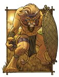 anthro bottomwear clothing ear_piercing loincloth male muscular muscular_anthro muscular_male piercing solo tail tribal solidasp felid lion mammal pantherine