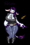 2:3 alpha_channel anthro big_breasts bovid bovine breasts clothed clothing cowbell curvy_figure english_text female gf huge_breasts mammal petunia_(gf) solo text thick_thighs voluptuous wide_hips