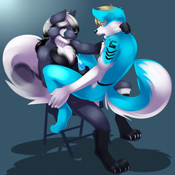 anal anal_penetration anthro blue_penis bodily_fluids chair cum curled_tail duo erection eye_contact femboy from_front_position fur furniture genital_fluids genitals green_eyes hair handjob humanoid_genitalia humanoid_penis looking_at_another male male/male male_on_bottom male_on_top male_penetrated male_penetrating male_penetrating_male markings mastery_position nude on_bottom on_top open_mouth orgasm paws penetration penile penis ponytail sex sitting straddling tail wwaxyy destin teran bear canid canine canis domestic_dog giant_panda husky hybrid mammal nordic_sled_dog spitz wolf 1:1 2014 hi_res