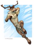 animal_genitalia anthro armpit_hair body_hair genitals hooves male muscular muscular_anthro muscular_male pose sheath smile smirk solo scrappyvamp raiz deer mammal new_world_deer reindeer hi_res