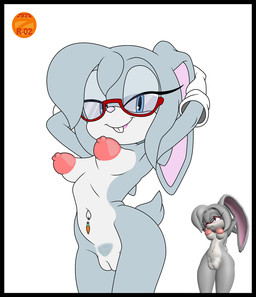 anthro clothing eyewear female genitals glasses gloves handwear nipples nude simple_background smile solo tail vulva zeta_r-02 sega sonic_the_hedgehog_(series) leche_the_rabbit_(zeta_r-02) lagomorph mammal 3d_(artwork) digital_media_(artwork) hi_res reference_image