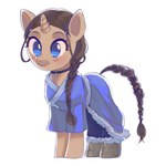 alternate_species blue_eyes braided_hair braided_tail brown_hair choker clothed clothed_feral clothing female feral front_view hair hooves horn jewelry necklace ponification quadruped simple_background smile solo standing tail tan_body white_background dididraws avatar:_the_last_airbender hasbro my_little_pony mythology nickelodeon katara equid equine horse mammal mythological_creature mythological_equine pony unicorn 1:1 2019 crossover hi_res