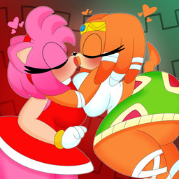 accessory anthro big_breasts big_butt blush bottomwear breast_squish breasts breasts_frottage butt clothed clothing crop_top crown curvy_figure dreadlocks dress duo eyelashes eyes_closed female female/female fur furgonomics hair headband headgear heart_symbol hourglass_figure huge_breasts huge_butt kiss_on_lips kissing lips midriff multicolored_body multicolored_fur orange_body orange_fur orange_hair pink_body pink_fur pink_hair shirt short_hair simple_background skirt squish standing tail tail_through_skirt tan_body tan_fur thick_thighs tiara toony topwear two_tone_body two_tone_fur voluptuous wide_hips 3barts sega sonic_adventure sonic_the_hedgehog_(series) amy_rose tikal_the_echidna echidna eulipotyphlan hedgehog mammal monotreme 1:1 2021 absurd_res digital_media_(artwork) hi_res