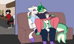 anthro biped black_tail bottomwear clothing duo_focus erection eyebrows female fingers fur genitals green_body group male multicolored_tail navel penetration penile penile_penetration penis pokemorph pupils purple_background red_eyes sex simple_background sitting skirt tail vaginal vaginal_penetration vulva white_body white_fur white_tail anglo nintendo pokemon anglo_(anglo) eeveelution generation_1_pokemon generation_5_pokemon mienshao pokemon_(species) vaporeon absurd_res hi_res