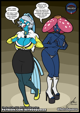 anthro anthrofied beak belly big_breasts bikini black_border blue_body blue_fur blush blush_lines body_swap border bottomwear bra breasts butt cleavage clothed clothing curvy_figure dialogue duo elderly elderly_anthro elderly_female exposed_breasts female flats_(shoes) flower footwear fur grey_hair hair hand_on_breast high_heels holding_breast jewelry legwear lips lipstick makeup mature_anthro mature_female micro_bikini mostly_nude mostly_nude_anthro mostly_nude_female navel necklace nipple_outline nipples non-mammal_breasts non-mammal_nipples open_mouth pink_sclera plant platform_footwear platform_heels pokemorph ring scared shocked shoes short_hair simple_background skirt small_waist speech_bubble stockings swimwear tail text thick_thighs triangle_bikini two-piece_swimsuit underwear username white_eyes wide_hips worried retrosqueeze nintendo pokemon altaria avian bird elemental_creature elemental_humanoid flora_fauna generation_1_pokemon generation_3_pokemon humanoid plant_humanoid pokemon_(species) vileplume 2022 digital_media_(artwork) english_text signature url