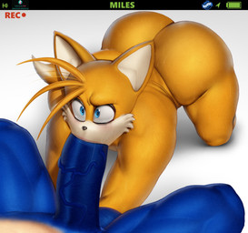 all_fours anthro balls big_balls big_butt big_penis blue_body blue_eyes blush bodily_fluids butt camera_hud constricted_pupils duo eyebrows eyeliner fellatio femboy first_person_view fur genitals huge_butt huge_penis humanoid_genitalia humanoid_penis makeup male male/male mascara multicolored_body multicolored_fur nude oral oral_penetration penetration penile penis pupils raised_eyebrow recording sex small_pupils sweat sweatdrop tan_body thick_thighs two_tone_body two_tone_fur white_body white_fur wide_eyed yellow_body yellow_fur blu_rent sega sonic_the_hedgehog_(series) miles_prower sonic_the_hedgehog canid canine eulipotyphlan european_hedgehog fox hedgehog mammal red_fox true_fox absurd_res hi_res