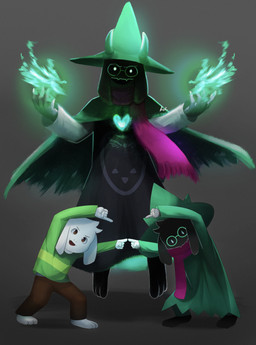 clothing delta_rune_(emblem) eyewear fangs fire fusion_dance glasses hat headgear headwear long_ears scarf symbol teeth rizkarar deltarune dragon_ball undertale undertale_(series) asriel_dreemurr ralsei boss_monster_(undertale) bovid caprine darkner goat mammal 2018 hi_res