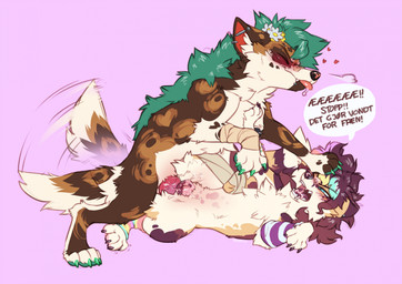 anal anal_pain anal_penetration animal_genitalia animal_penis animal_vulva black_claws bodily_fluids brown_body brown_fur canine_genitalia canine_penis canine_vulva claws duo ear_piercing erection explicitly_stated_nonconsent eyes_closed female female_penetrated feral feral_on_feral feral_penetrated feral_penetrating feral_penetrating_feral forced fur genital_markings genitals green_claws green_eyes knot knotted_penis male male/female male_penetrating male_penetrating_female markings pain painal pained_expression penetration penile penile_penetration penis piercing saliva sex sheath spots spotted_genitalia spotted_nose spotted_vulva teeth text tongue tongue_out vulva vulva_markings white_body white_fur wrong_hole k0ira koira_(koira) loudly_(character) african_wild_dog canid canine fox mammal marble_fox red_fox true_fox hi_res norwegian_text translated