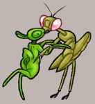 anthro anus duo glowing glowing_eyes kissing male male/male one_leg_up raised_leg selfcest size_difference square_crossover hhbrother manny_(hhbrother) arthropod insect mantis sketch