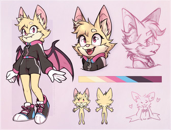 anthro bat_wings big_ears bottomwear clothing fangs female hoodie membrane_(anatomy) membranous_wings pink_eyes shorts smile solo teeth topwear wings lonerdemiurge sega sonic_the_hedgehog_(series) fan_character bat mammal absurd_res hi_res model_sheet