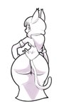 anthro back_boob big_butt biped bottom_heavy bottomwear breasts butt cat_tail clothed clothed_anthro clothed_female clothing ear_tuft eyebrows female female_anthro hair hand_on_hip head_turned long_hair looking_at_viewer looking_back looking_back_at_viewer pear-shaped_figure rear_view shirt simple_background skirt solo standing topwear tuft white_background wide_hipped_anthro wide_hipped_female wide_hips maddeku ankama dofus wakfu miranda_(wakfu) ecaflip felid mammal 2019 3:5 digital_drawing_(artwork) digital_media_(artwork) greyscale hi_res monochrome shaded sketch