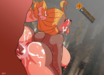 anthro anus big_breasts blush bodily_fluids breasts butt cum cum_in_vagina cum_inside duo female female_penetrated from_behind_position gameplay_mechanics genital_fluids gui hair hair_grab health_bar human_on_anthro interspecies looking_pleasured male male/female male_penetrating male_penetrating_female penetration penile penile_penetration penis_in_vagina sex side_boob tongue tongue_out touching_hair vaginal vaginal_penetration wherewolf blue_byte_(game_developer) for_honor_(game) instant_loss_2koma bear human mammal hi_res