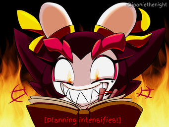 anthro black_hair ear_ribbon evil_grin eyebrows eyelashes female female_anthro fire fur hair holding_notebook left-handed light long_ears long_eyelashes markings mole_(marking) motion_lines multicolored_hair noseless notebook orange_eyes orange_pupils pencil_(object) pupils red_eyebrows red_hair sharp_teeth short_hair smile solo teeth text toothy_grin two_tone_hair white_body white_fur yellow_ribbon jooniethenight disney mario_plus_rabbids_sparks_of_hope mei_lee_drawing_in_notebook nintendo pixar raving_rabbids rayman_(series) turning_red ubisoft kanya_(mario_plus_rabbids) lagomorph mammal rabbid 2023 4:3 artist_name colored crossover digital_drawing_(artwork) digital_media_(artwork) english_text lighting shaded widescreen