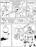 anthro bandit_(disambiguation) black_and_white bulge canid canine canis clothing comic dialogue digital_drawing_(artwork) digital_media_(artwork) english_text group humor jockstrap male mammal monochrome reagan700 text underwear wolf