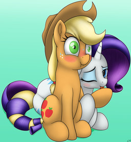 blonde_hair blue_eyes clothing cowboy_hat cutie_mark duo female feral freckles fur green_background green_eyes hair hat headgear headwear horn licking orange_body orange_fur purple_hair simple_background tongue tongue_out white_body white_fur conscious-aberration friendship_is_magic hasbro my_little_pony mythology applejack_(mlp) rarity_(mlp) earth_pony equid equine horse mammal mythological_creature mythological_equine pony unicorn 2016 source_request
