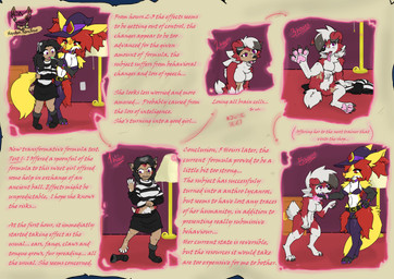 anthro claws female fur intelligence_loss magic magic_user pawpads paws purple_eyes red_body red_fur transformation witch hayden_fencfoxo nintendo pokemon delphie_(hayden_fencfoxo) delphox generation_6_pokemon generation_7_pokemon human lycanroc mammal pokemon_(species) absurd_res hi_res