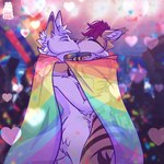 anthro biped brown_body brown_fur countershade_fur countershading duo fur kiss_on_lips lgbt_pride male pride_colors pride_parade rainbow_flag rainbow_pride_flag rainbow_symbol slim_anthro slim_male white_body white_countershading white_fur moonyfurr canid canine fox mammal 1:1 2024 hi_res