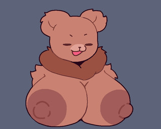 anthro areola big_areola big_breasts breasts brown_areola brown_body brown_fur brown_nipples casual_nudity eyebrows eyes_closed female fur grey_background nipples nude open_mouth ruff simple_background snout solo three-quarter_view itislundi bear mammal 2024 aliasing binary_drawing bust_portrait digital_drawing_(artwork) digital_media_(artwork) flat_colors portrait unavailable_at_source