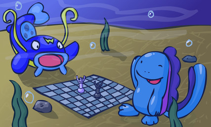 ambiguous_gender barbel_(anatomy) blue_body blue_skin bubble chess chess_board chess_piece dorsal_fin duo feral fin fully_submerged one_eye_closed open_mouth open_smile pink_tongue playing_chess rock seaweed smile tail tail_fin tongue underwater water hidden_mudkip nintendo pokemon generation_2_pokemon generation_3_pokemon pokemon_(species) quagsire whiscash 2008 5:3 adobe_animate_(artwork) cel_shading digital_drawing_(artwork) digital_media_(artwork) shaded