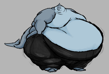 anthro barefoot belly big_belly big_moobs blue_body bottomwear clothed clothing fat_arms fat_rolls feet huge_belly male moobs morbidly_obese morbidly_obese_anthro morbidly_obese_male neck_rolls obese obese_anthro obese_male overweight overweight_anthro overweight_male pants pulling_up_pants simple_background solo sweatpants tail thin_thighs topless topless_anthro topless_male comerboy75 aquatic cetacean dolphin mammal toothed_whale 2026