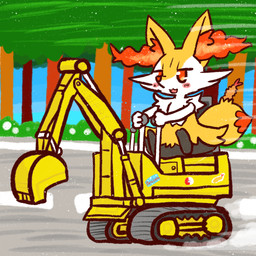 ambiguous_anthro ambiguous_gender anthro backhoe_(vehicle) biped blush detailed_background digitigrade dipstick_tail driving food markings no_pupils open_:3 outside road shrimp_(food) side_view sitting snout solo sticker tail tail_markings text what annyui0611 nintendo pokemon braixen canid generation_6_pokemon mammal pokemon_(species) 1:1 2022 character_name digital_drawing_(artwork) digital_media_(artwork) english_text full-length_portrait hi_res japanese_description portrait translated_description