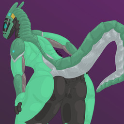 ambiguous_gender anthro anus anus_only bedroom_eyes big_butt blue_eyes butt green_body hand_on_leg hand_on_thigh looking_back machine narrowed_eyes perineum presenting presenting_anus presenting_hindquarters raised_tail seductive simple_background solo spread_anus spread_butt spreading tail visor cynsynth tyr_(tyrthesynth) android robot synth_(vader-san) 1:1 hi_res nonbinary_(lore)