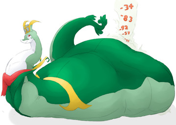 after_vore armor belly big_belly duo green_body headgear helmet huge_belly male overweight red_eyes simple_background text vore white_background grindaviking nightmarebros nintendo pokemon generation_5_pokemon generation_6_pokemon pokemon_(species) serperior 2022
