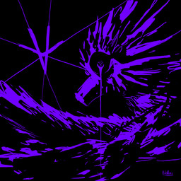 ambiguous_gender anthro bodily_fluids crying head_spines purple_and_black purple_body self_hug solo spines symbolism tears wide_eyed vilevore 1:1 hi_res monochrome