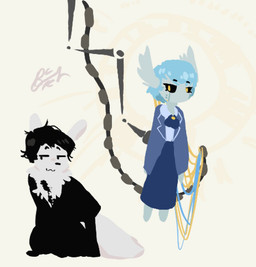 alternate_species anthro ascot barefoot black_clothing black_eyebrows black_eyes black_hair black_nose black_suit black_tie_(suit) blue_clothing blue_dress cat_smile closed_smile clothing dress duo exposed_wires eyebrows feet female hair half-closed_eyes looking_at_another machine male metal_skin metallic_body mouth_closed mouthless narrowed_eyes neck_tuft pupils simple_background smile suit tail thick_tail tuft white_background white_ears wire yellow_pupils bluebriararts library_of_ruina lobotomy_corporation project_moon rain_world videocult angela_(lobotomy_corporation) roland_(library_of_ruina) humanoid iterator_(rain_world) robot robot_humanoid slugcat 2026 crossover signature