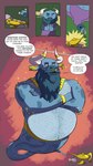 anthro bald beard belly dialogue ear_piercing ear_ring facial_hair lamp male piercing ring_piercing supernatural text transformation blabel bruno_(blabel) bovid bovine cattle djinni_(species) genie mammal 4k 9:16 absurd_res comic english_text hi_res sequence