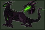 black_body border feral glowing glowing_eyes glowing_mouth green_background green_border green_eyes horn mechanical_tail open_mouth purple_body purple_horn quadruped simple_background solo tail textured_background imperatorcaesar european_mythology mythology dragon mechanical_dragon mythological_creature mythological_scalie scalie western_dragon wingless_dragon