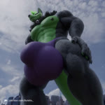 abs anthro balls biceps big_balls big_muscles building bulge collar genitals green_body huge_balls hyper hyper_balls hyper_genitalia macro male muscular muscular_male nipples pecs purple_eyes solo stomping stomping_pov walking byletto mythology thomas_green canid canine dragon fox hybrid mammal mythological_creature mythological_scalie scalie 1:1 2023 3d_(artwork) 3d_animation animated digital_media_(artwork) hi_res no_sound short_playtime watermark webm widescreen