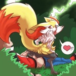 1:1 34from1800 anthro anus braixen butt canid canine duo female fluffy fluffy_tail fur generation_6_pokemon genitals grass heart_symbol human human_on_anthro inner_ear_fluff interspecies looking_back lying male male/female mammal nintendo on_back on_bottom on_top open_mouth orange_body orange_fur penis plant pokemon pokemon_(species) pokemon_trainer pokephilia pussy red_(pokemon) reverse_cowgirl_position sex tail third-party_edit tongue tongue_out tuft vaginal wet
