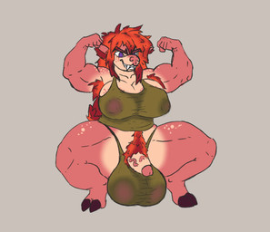 anthro armpit_hair balls big_balls big_breasts body_hair breasts fangs flexing fusion genitals gynomorph huge_balls hyper hyper_balls hyper_genitalia intersex muscular pubes solo teeth thick_thighs khazzyispine activision deltarune spyro_the_dragon undertale_(series) elora susie_(deltarune) humanoid hybrid hi_res