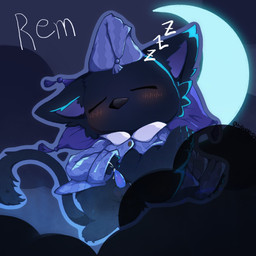 3_toes animal_genitalia animal_penis anthro balls barefoot beak beak_closed big_ears biped black_balls black_beak black_body black_fur black_pawpads black_tail black_tail_tuft blush blush_lines bodily_fluids bottomless bottomless_anthro bottomless_male cheek_tuft claws clothed clothed_anthro clothed_male clothing crescent_moon ears_down eyes_closed facial_tuft feet fur genital_fluids genitals hat head_on_pillow headgear headwear hindpaw lying male male_anthro moon mouth_closed nightcap on_back on_pillow one_leg_up open_clothing open_topwear pajamas pattern_clothing pattern_hat pattern_headgear pattern_headwear pattern_pajamas pattern_topwear pawpads paws penis pillow pivoted_ears precum precum_squirt purple_clothing purple_hat purple_headwear purple_inner_ear purple_pajamas purple_penis purple_topwear raised_leg semi-anthro sleeping small_claws solo sound_effects tail tail_tuft tapering_penis toe_claws toes topwear tuft vowelless vowelless_sound_effect young young_anthro young_male zzz buttercat deadlock_(game) mythology valve rem_(deadlock) avian chimera dream_creature gryphon mythological_avian mythological_creature 1:1 2026 hi_res