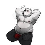 anthro blush bodily_fluids bulge clothing genital_fluids male navel nipples overweight precum precum_through_clothing precum_through_underwear smelly solo sweat underwear wet wet_clothing piskodrochkin epic_games fortnite polar_patroller bear mammal 1:1 hi_res