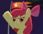 burning defiant equestrian_flag female feral fight_the_power fire flag resistance solo young young_female young_feral angelkiller777 friendship_is_magic hasbro my_little_pony apple_bloom_(mlp) earth_pony equid equine horse mammal pony absurd_res hi_res