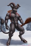 2_horns abs anthro basket biceps container holidays hooves horn long_torso looking_at_viewer male muscular muscular_anthro muscular_male nipple_piercing nipples pecs piercing solo tongue tongue_out conditional_dnp cracky christmas krampus bovid caprine caprine_demon demon goat goat_demon mammal hi_res