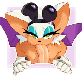 accessory anthro balls bat_wings cheek_bulge clothing curved_penis duo eyeshadow fake_ears fake_rabbit_ears female fur genitals gloves green_eyes handwear headband looking_at_viewer looking_up makeup male male/female membrane_(anatomy) membranous_wings penis penis_in_mouth purple_wings tan_body tan_skin teal_eyeshadow white_body white_fur wings dayteghoul sega sonic_the_hedgehog_(series) rouge_the_bat bat mammal 2025 digital_drawing_(artwork) digital_media_(artwork)