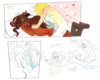 >_< after_sex ambiguous_gender antlers bed blue_penis blush bodily_fluids cum cum_on_back cumshot dialogue duo ejaculation emanata embarrassed enjoying exclamation_point eyes_closed furniture genital_fluids genitals heart_symbol horn humanoid_on_humanoid looking_pleasured lying male male/ambiguous moan nude_anthro on_bed on_front one_eye_obstructed orgasm penis penis_on_tail pillow post_nut_clarity rear_view sex short_tail speech_bubble tail tail_around_penis tail_fetish tail_play tail_sex tailjob text hoofcoochie bunny_(hoofcoochie) dane_(hoofcoochie) animal_humanoid bovid bovid_humanoid caprine caprine_humanoid deer humanoid mammal mammal_humanoid sheep_humanoid 2025 english_text hi_res nonbinary_(lore) trans_(lore) trans_man_(lore)