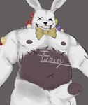 anthro bodily_fluids bow_tie easter_egg genital_fluids grin holidays leaking_precum looking_at_viewer male navel nipples precum pupils rabbit_ears simple_background sinister_bunny_(the_mimic) slightly_chubby slightly_chubby_male slit_pupils smile solo stitch_(sewing) teeth teeth_showing the_mimic x_eye yellow_bow_tie icerary easter roblox lagomorph leporid mammal monster rabbit hi_res