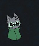 bodily_fluids cloak clothing crying green_cloak green_clothing grey_background grey_body inner_ear_fluff male mouthless simple_background solo tears tuft gooblie_2 isaac_(gooblie_ii) domestic_cat felid feline felis mammal