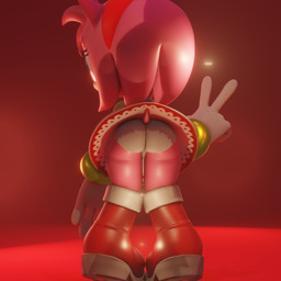 anthro big_butt boots bottomwear butt butt_focus clothed clothing female footwear gesture hand_gesture pants pink_body rear_view red_boots red_clothing red_footwear shoes shortstack shortstack_female skirt solo thick_thighs upskirt v_sign virtualust sega sonic_the_hedgehog_(series) amy_rose eulipotyphlan hedgehog mammal 1:1 3d_(artwork) digital_media_(artwork) hi_res
