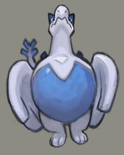 ambiguous_gender blue_body feet feral fisheye_lens front_view grey_background looking_at_viewer monotone_background simple_background solo tail white_body wings tokyozilla nintendo pokemon generation_2_pokemon legendary_pokemon lugia pokemon_(species) digital_drawing_(artwork) digital_media_(artwork)