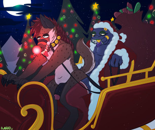 anal anal_penetration anthro bell biped chair_position christmas_clothing christmas_headwear clothing cosplay duo from_behind_position fur_trim genitals glowing_ball hat headgear headwear holidays jingle_bell legwear male male/male outside penetration penis reins santa_hat sex sleigh sleigh_ride slightly_chubby slightly_chubby_male snow snowing thigh_highs doomlard christmas halo_(series) microsoft xbox_game_studios alien hyena mammal sangheili absurd_res digital_media_(artwork) hi_res