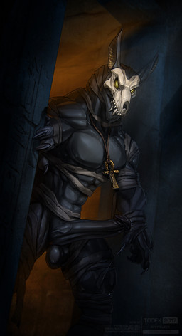 abs angry ankh ankh_necklace anthro balls bandage big_balls big_penis black_balls black_glans black_penis bodily_fluids claws dripping erection fangs foreskin genital_fluids genitals glans humanoid_genitalia humanoid_penis jewelry looking_at_viewer male mask muscular muscular_male necklace night pecs penis precum retracted_foreskin solo teeth temple vein veiny_penis todex egyptian_mythology middle_eastern_mythology mythology anubis anubian_jackal canid canine canis deity jackal mammal mummy undead 2017 absurd_res hi_res