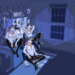 aged_up anthro anthrofied balls baseboard bottomwear bottomwear_down butt casual_nudity chain_necklace clothed clothing collar controller feet fingers flaccid foreskin fur furniture genitals group hands_behind_head holding_controller holding_object holding_remote_control humanoid_genitalia humanoid_penis jewelry looking_back lying male male_anthro markings mature_anthro mature_male muscular muscular_male navel necklace night nipples nude on_front pants pants_down partially_clothed partially_retracted_foreskin pawpads penis remote_control shirt sitting smile sofa spank_marks spanked_butt spots spotted_body spread_legs spreading tail tank_top toes topwear watching_television dal101strefan 101_dalmatian_street 101_dalmatians disney dimitri_1_(101_dalmatians) dimitri_2_(101_dalmatians) dimitri_3_(101_dalmatians) dimitri_trio_(101_dalmatians) doug_(101_dalmatians) canid canine canis dalmatian domestic_dog mammal 1:1 colored digital_media_(artwork) hi_res brother_(lore) brothers_(lore) father_(lore) father_and_child_(lore) father_and_son_(lore) parent_(lore) parent_and_child_(lore) parent_and_son_(lore) sibling_(lore) son_(lore) triplets_(lore)
